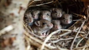 mouse nest with pups