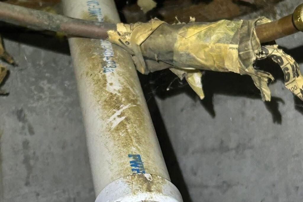 Rub marks on pipes in crawlspace